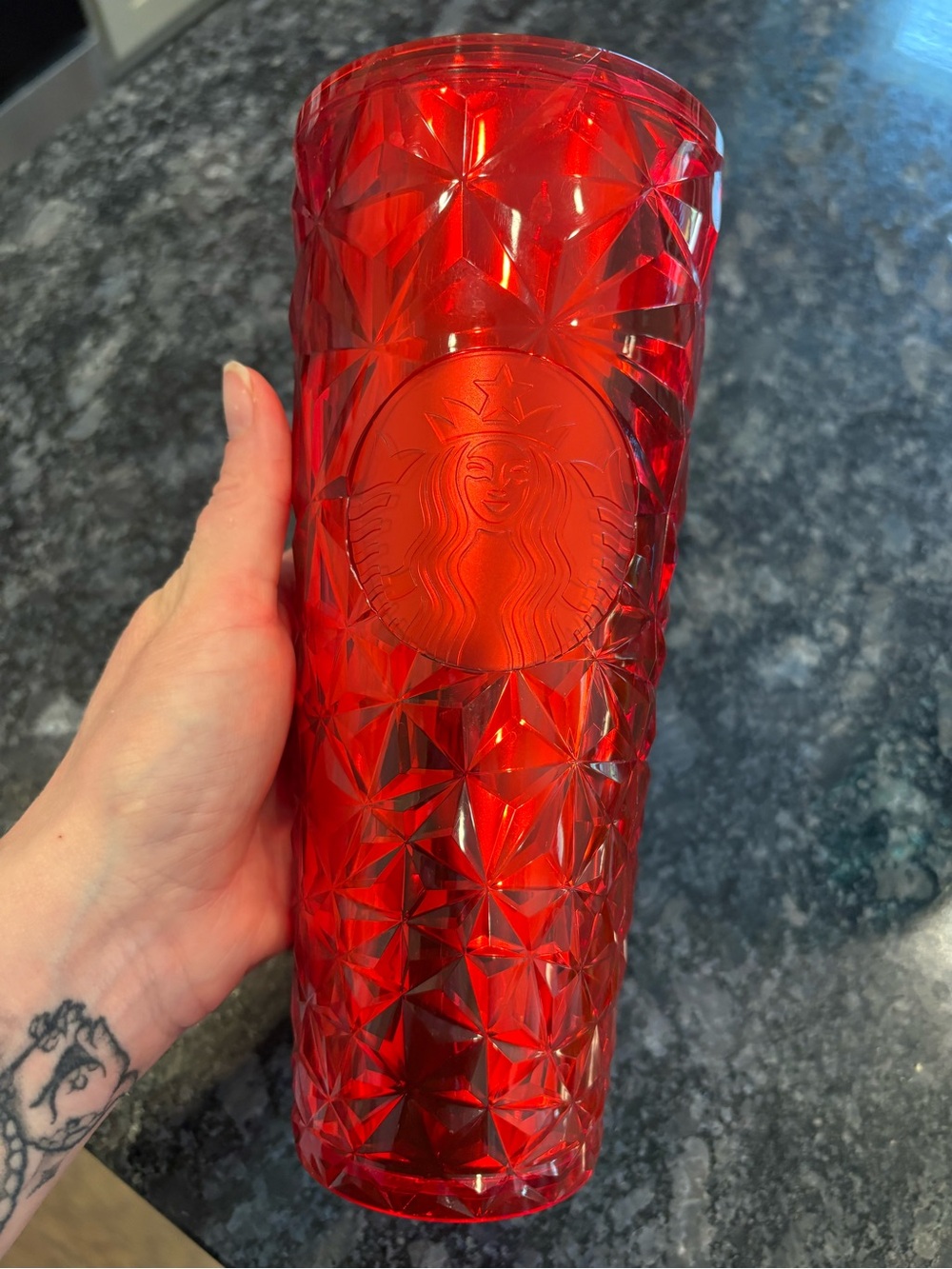 Starbucks Red Faceted Travel Tumbler